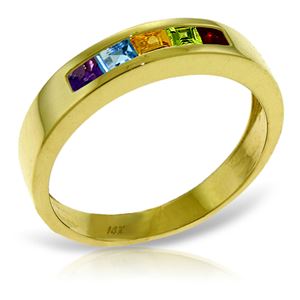 ALARRI 0.6 Carat 14K Solid Gold Rings Natural Multi Gemstones