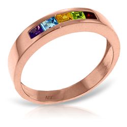 ALARRI 14K Solid Rose Gold Rings w/ Natural Multi Gemstones