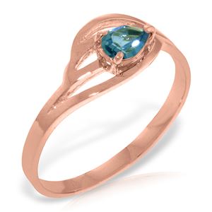 ALARRI 14K Solid Rose Gold Ring w/ Natural Blue Topaz