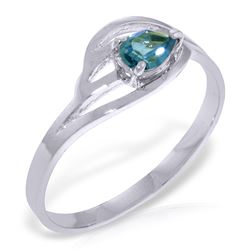 ALARRI 0.3 Carat 14K Solid White Gold Dance Together Blue Topaz Ring