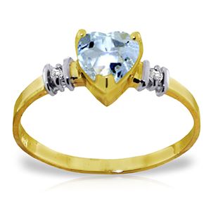 ALARRI 0.98 Carat 14K Solid Gold Ring Natural Aquamarine Diamond
