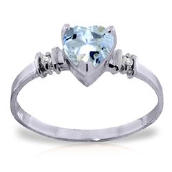 ALARRI 0.98 Carat 14K Solid White Gold Ring Natural Aquamarine Diamond