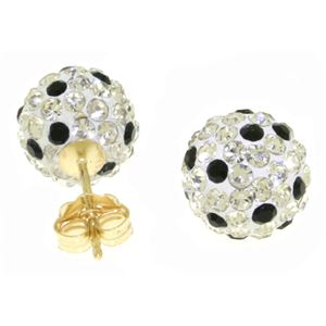 ALARRI 4 Carat 14K Solid Gold White Black Cubic Zirconia Ball Stud Earrings