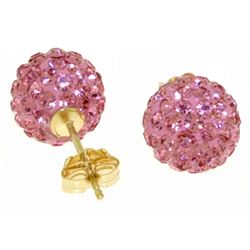 ALARRI 4 CTW 14K Solid Gold Pink Cubic Zirconia Ball Stud Earrings