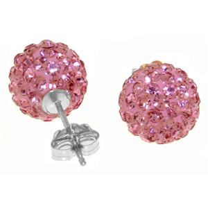 ALARRI 4 Carat 14K Solid White Gold Pink Cubic Zirconia Ball Stud Earrings