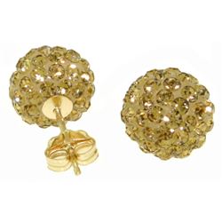ALARRI 4 Carat 14K Solid Gold Yellow Cubic Zirconia Ball Stud Earrings