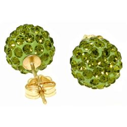 ALARRI 4 CTW 14K Solid Gold Green Cubic Zirconia Ball Stud Earrings