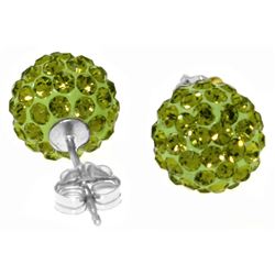 ALARRI 4 Carat 14K Solid White Gold Green Cubic Zirconia Ball Stud Earrings