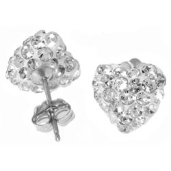 ALARRI 2.65 Carat 14K Solid White Gold White Cubic Zirconia Heart Stud Earrings