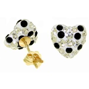 ALARRI 2.65 Carat 14K Solid Gold White Black Cubic Zirconia Heart Stud Earrings