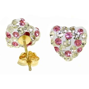 ALARRI 2.65 CTW 14K Solid Gold White Pink Cubic Zirconia Heart Stud Earrings