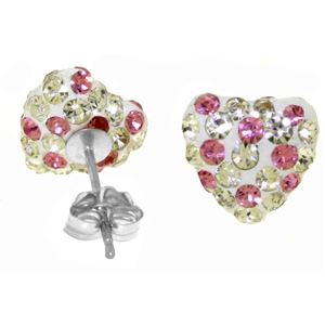 ALARRI 2.65 Carat 14K Solid White Gold White Pink Cubic Zirconia Heart Stud Earrings