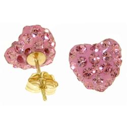 ALARRI 2.65 Carat 14K Solid Gold Pink Cubic Zirconia Heart Stud Earrings