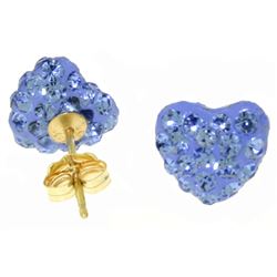 ALARRI 2.65 CTW 14K Solid Gold Blue Cubic Zirconia Heart Stud Earrings