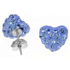 ALARRI 2.65 Carat 14K Solid White Gold Blue Cubic Zirconia Heart Stud Earrings