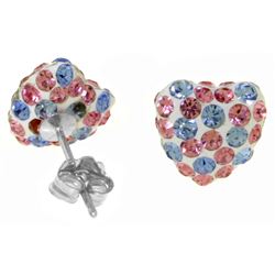 ALARRI 2.65 Carat 14K Solid White Gold Multicolor Cubic Zirconia Heart Stud Earrings