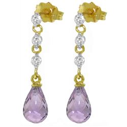 ALARRI 3.3 Carat 14K Solid Gold Queenie Amethyst Diamond Earrings