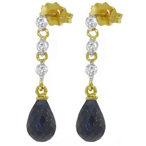 ALARRI 6.9 Carat 14K Solid Gold Prance Sapphire Diamond Earrings