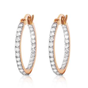 ALARRI 14K Solid Rose Gold Hoop Earrings w/ Natural Diamonds