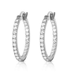 ALARRI 0.75 CTW 14K Solid White Gold Hoop Earrings Natural Diamond