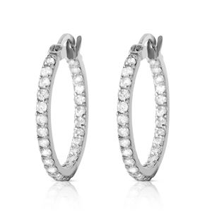 ALARRI 0.75 CTW 14K Solid White Gold Hoop Earrings Natural Diamond