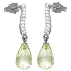 ALARRI 4.78 CTW 14K Solid White Gold As Clear As Moon Green Amethyst Earrings