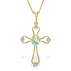 ALARRI 0.57 Carat 14K Solid Gold Faith Aquamarine Diamond Necklace