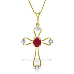 ALARRI 0.57 Carat 14K Solid Gold Faith Ruby Diamond Necklace