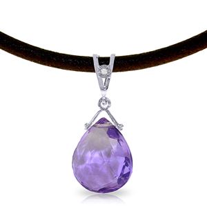 ALARRI 6.51 CTW 14K Solid White Gold Push The Button Amethyst Diamond Necklace