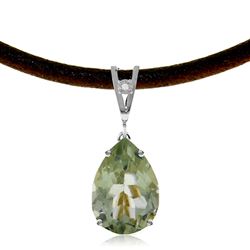 ALARRI 6.01 Carat 14K Solid White Gold Light Moisture Green Amethyst Diamond Necklace