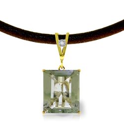 ALARRI 6.51 CTW 14K Solid Gold Solitude Green Amethyst Diamond Necklace