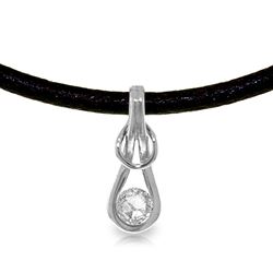 ALARRI 0.5 Carat 14K Solid White Gold Leather Necklace 0.50 Carat Diamond