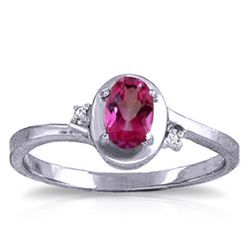 ALARRI 0.51 CTW 14K Solid White Gold Rings Diamond Pink Topaz