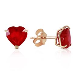 ALARRI 2.9 Carat 14K Solid Gold Stud Earrings Natural Heart Ruby