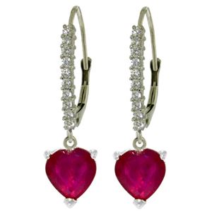 ALARRI 3.2 Carat 14K Solid White Gold Leverback Earrings Natural Diamond Ruby