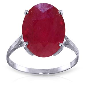 ALARRI 7.5 CTW 14K Solid White Gold Ring Natural Oval Ruby