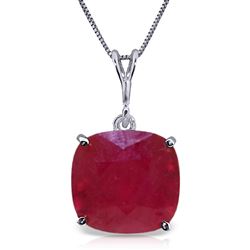 ALARRI 6.75 Carat 14K Solid White Gold Necklace Cushion Shape Ruby