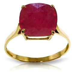 ALARRI 6.75 Carat 14K Solid Gold Ring Natural Cushion Shape Ruby