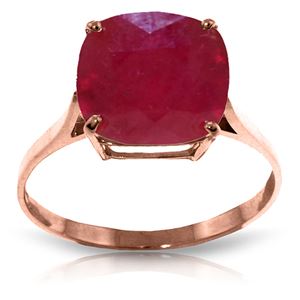 ALARRI 6.75 Carat 14K Solid Rose Gold Ring Natural Cushion Shape Ruby