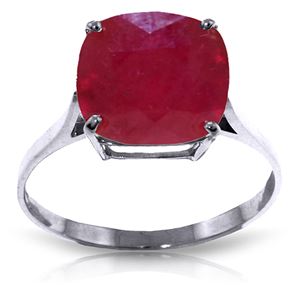 ALARRI 6.75 Carat 14K Solid White Gold Ring Natural Cushion Shape Ruby