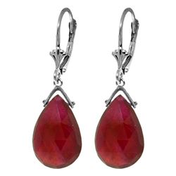 ALARRI 16 Carat 14K Solid White Gold Leverback Earrings Briolette Ruby