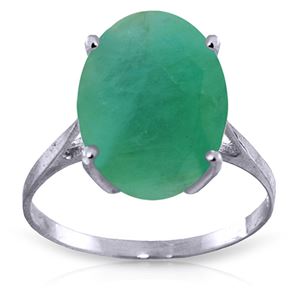 ALARRI 6.5 Carat 14K Solid White Gold Ring Natural Oval Emerald