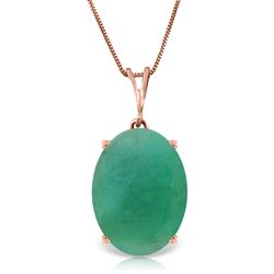 ALARRI 14K Solid Rose Gold Necklace w/ Natural Oval Emerald
