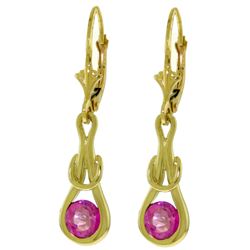 ALARRI 1.3 Carat 14K Solid Gold Leverback Earrings Natural Pink Topaz