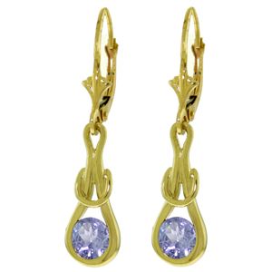 ALARRI 1.3 Carat 14K Solid Gold Leverback Earrings Natural Tanzanite