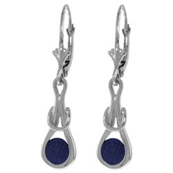 ALARRI 1.3 Carat 14K Solid White Gold Leverback Earrings Natural Sapphire