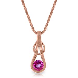 ALARRI 14K Solid Rose Gold Necklace w/ Natural Pink Topaz