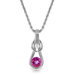 ALARRI 0.65 Carat 14K Solid White Gold Amethystong Other Faces Pink Topaz Necklace
