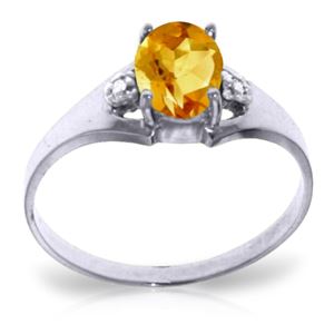 ALARRI 0.76 Carat 14K Solid White Gold Long To Stay Citrine Diamond Ring