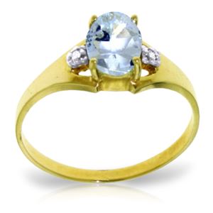 ALARRI 0.76 Carat 14K Solid Gold Permitted To Love Aquamarine Diamond Ring